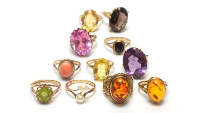 Lot 82 - Eleven gemstone set dress rings