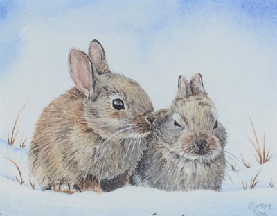 Lot 81 - Gillian McMurray - Snow Bunnies | watercolour
