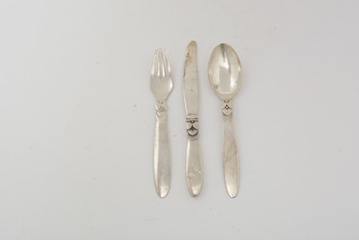 Lot 618 - Georg Jensen, Denmark: a silver knife, fork and spoon set