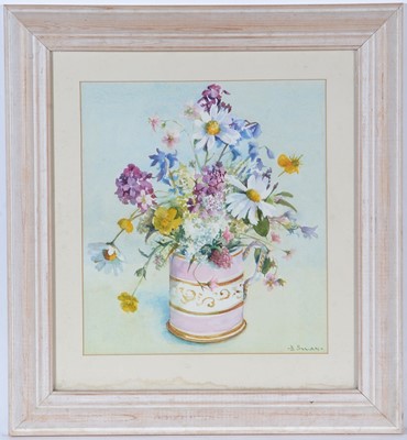 Lot 79 - B. Swan - Wildflower Still Life in a Victorian Lustre Cup | watercolour