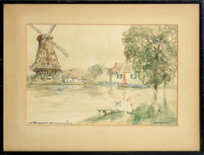 Lot 10 - Victor Noble Rainbird - Dutch River View | watercolour