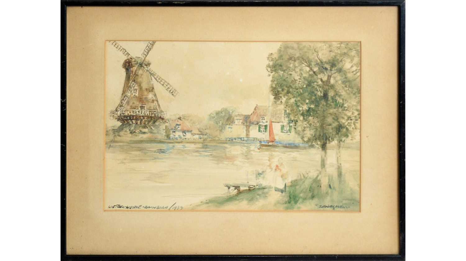 Lot 10 - Victor Noble Rainbird - Dutch River View | watercolour