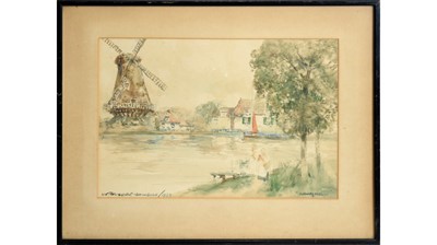 Lot 723 - Victor Noble Rainbird - Dutch River View | watercolour