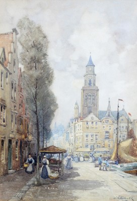Lot 715 - J. R. Miller - Three 19th Century continental street views | watercolour