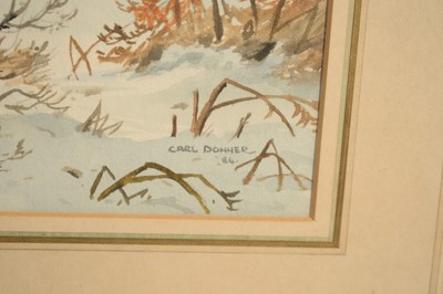 Lot 1077 - Carl Donner - Capercaillie Calling Out in a Winter Woodland | watercolor