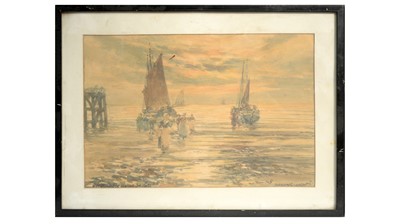 Lot 1048 - Victor Noble Rainbird - A pair of views; Morning Light and When the Tide Turns | watercolour