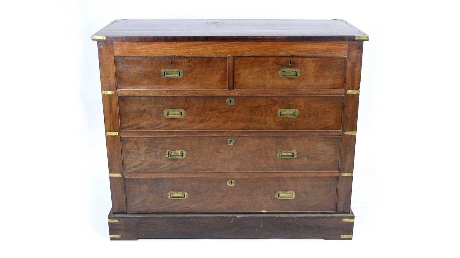 Lot 93 - A 19th Century mahogany and brass bound military chest.