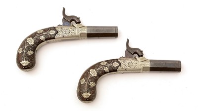Lot 761 - A cased pair of 19th Century percussion pistols, by Smith