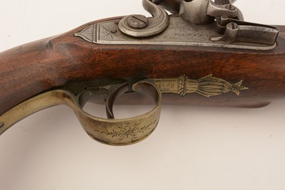 Lot 770 - A late 19th Century flintlock pistol, by Harvey, Exeter
