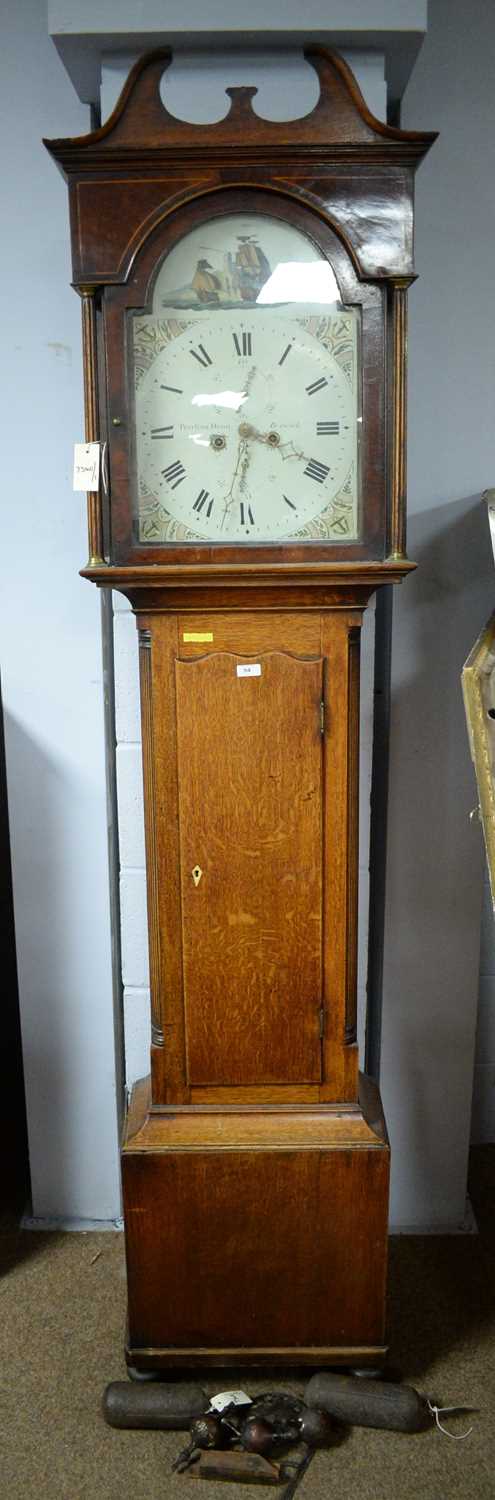 Lot 54 - Pearson & Dunn, Berwick: a Georgian oak and mahogany longcase clock.