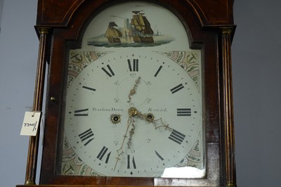 Lot 54 - Pearson & Dunn, Berwick: a Georgian oak and mahogany longcase clock.