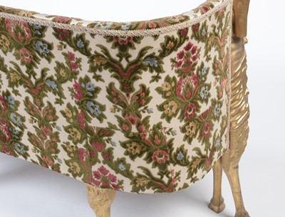 Lot 1347 - A Venetian style giltwood and brocade two-seater settee,.