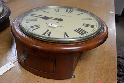 Lot 431 - J. Dudley, Newport: a late Victorian mahogany wall timepiece.