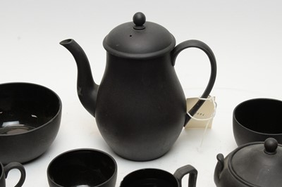 Lot 302 - Wedgwood black ceramic composite coffee service