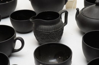 Lot 302 - Wedgwood black ceramic composite coffee service