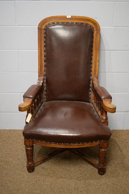Lot 17 - A substantial Victorian oak Gentleman’s armchair.