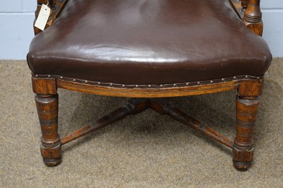 Lot 17 - A substantial Victorian oak Gentleman’s armchair.