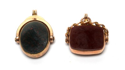 Lot 78 - Two gold swivel fobs
