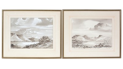 Lot 739 - Guy Todd - Cape Mountains, and On the Edge of the Karoo | watercolour en grisaille