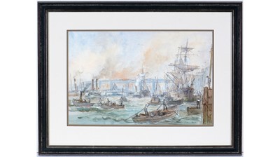 Lot 732 - Peter Knox - Shipping on the Tyne | watercolour