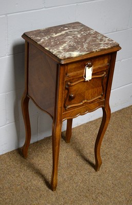 Lot 12 - A French early 20th Century walnut bedside table.