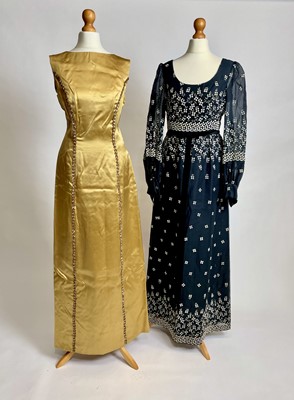 Lot 841 - A 1960s James Bond-style columnar evening gown and matching headband | and a 70s peasant dress