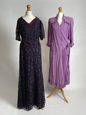 Lot 826 - 1930s day dresses | Convertible lace tea dress and a house dress