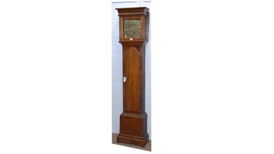 Lot 60 - William Farrer, Pontefract: an 18th C oak longcase clock.