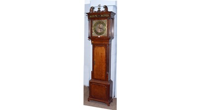 Lot 58 - A 19th Century oak and mahogany banded longcase clock.