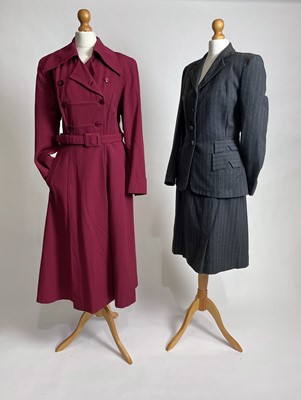 Lot 830 - A 1940s Utility Frock Coat and Second World War Harvey Nichols Pinstripe Suit