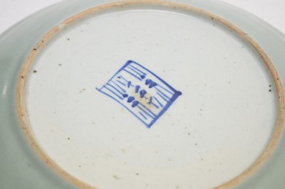 Lot 454 - A Chinese ceramic cylindrical table seal; and a Chinese circular plate