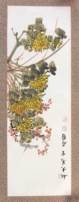 Lot 661 - Six Chinese unframed watercolours and a small printed scroll