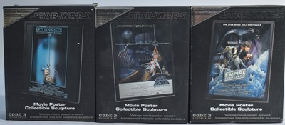 Lot 188 - Three Code 3 Collectibles Star Wars Limited Edition Movie Poster Sculptures