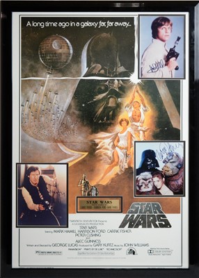Lot 193 - Three Star Wars signed photographs, mounted in a replica poster montage