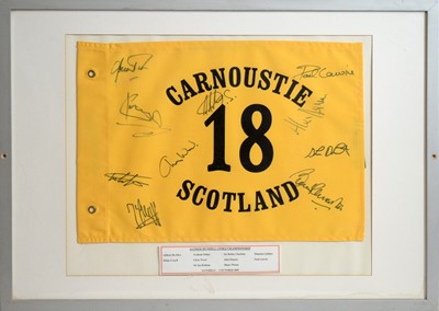 Lot 761 - A Carnoustie Scotland 18th Hole flag signed