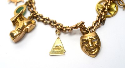 Lot 100 - A 9ct yellow gold charm bracelet