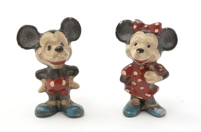 Lot 404 - Two cast lead Walt Disney Figures: Mickey and Minnie Mouse.
