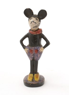 Lot 406 - A cast wooden Mickey Mouse figure.