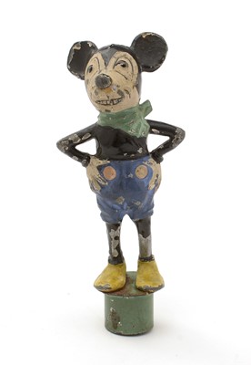 Lot 407 - A Walt Disney Mickey Mouse cast metal and cold painted car mascot.
