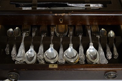 Lot 399 - A mahogany canteen of silver plated cutlery