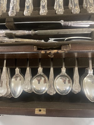 Lot 399 - A mahogany canteen of silver plated cutlery