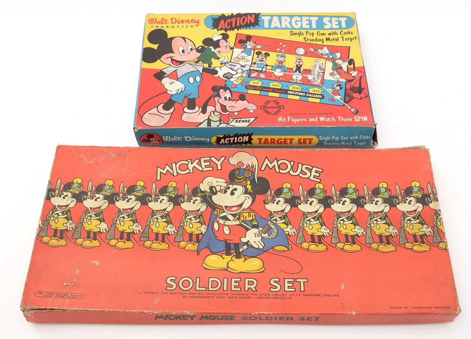 Lot 429 - Welsotoys Walt Disney Target set; and a Chad Valley Soldier Set.