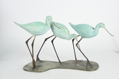 Lot 1231 - Jonathan Knight: Three Avocets, patinated bronze