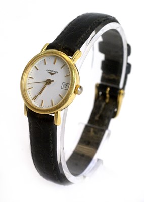 Lot 540 - Longines: an 18ct yellow gold cased lady's wristwatch