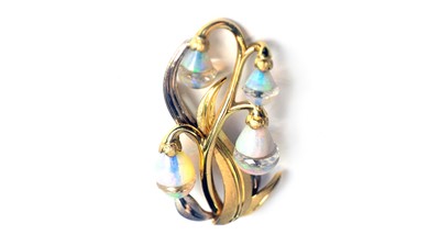 Lot 480 - An 18ct yellow and white gold, opal and rock crystal brooch