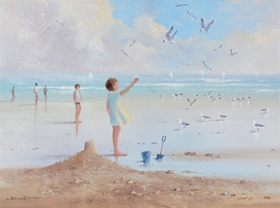 Lot 780 - Richard Blowy - Sandcastles and Seagulls | oil