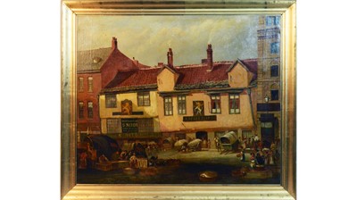 Lot 899 - Thomas Harrison Hair - The Unicorn Inn, Newcastle Bigg Market | oil
