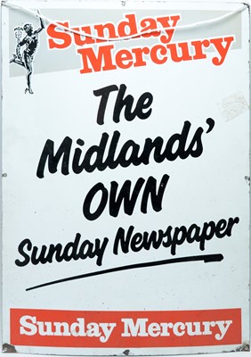 Lot 530 - A Sunday Mercury enamel advertising sign