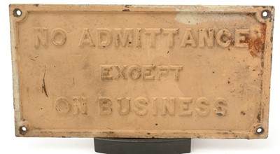 Lot 767 - A Railway cast iron No Admittance sign