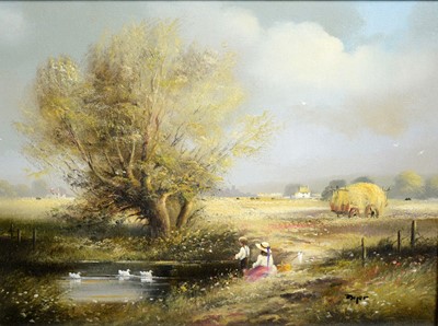 Lot 770 - Ted Dyer - A pair of idyllic summertime views | acrylic
